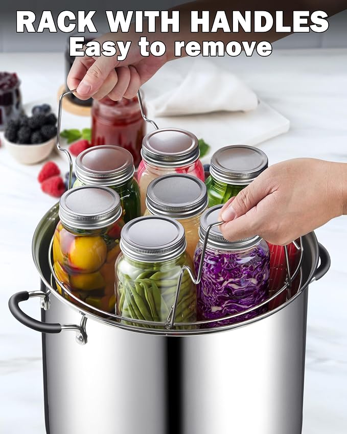 Cook N Home Stainless Steel Water Bath Canning Pot with rack and Lid, | 20 Quart Large Pots Steam Canner - Home Canning Pot for Preserving, Pickling and Jams, All Stovetops Compatible