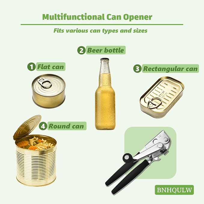 Commercial Can Opener Heavy Duty, Black Swing Grips. | Hand Can Opener Manual, Stainless Steel for Restaurant and Home, Black Swing Grips,for Most Bulk Size Cans.