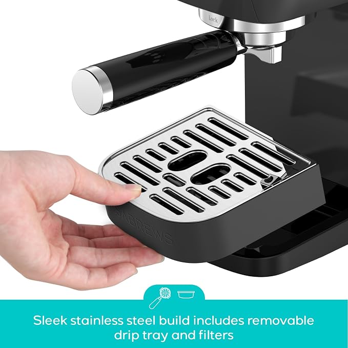 CASABREWS 3700 Essential Espresso Machine, Stainless Steel Espresso Maker | 20-Bar Italian Pump, Powerful Steam Wand, 43.9oz Removable Water Tank, Compact Espresso Maker for Home, Cappuccino & Latte