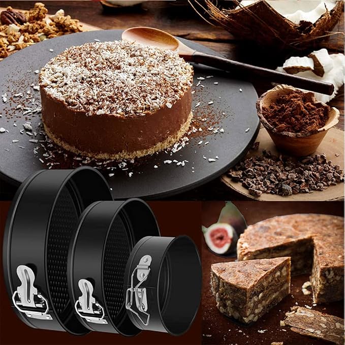 Cheesecake Pan, Springform Cake Pan Set - Pack Of 3, Nonstick Round Baking Pans with Removable Bottom, Cake Pans for Mini Cheesecakes, Pizzas and Quiches (4.7", 7", 8.6")