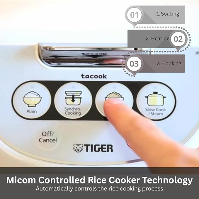 Tiger Jbv A10u 5.5 Cup Micom Rice Cooker with Tacook (White) | Tacook steamer tray