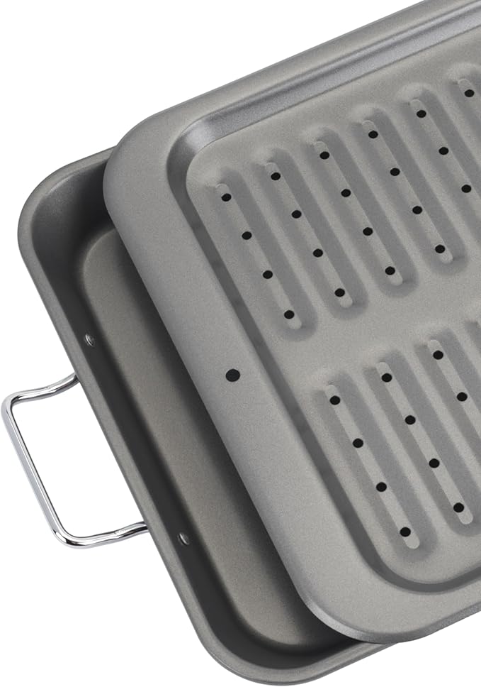 GoodCook Everyday Nonstick Steel Broiler Pan, 11.5" x 14.25", Gray
