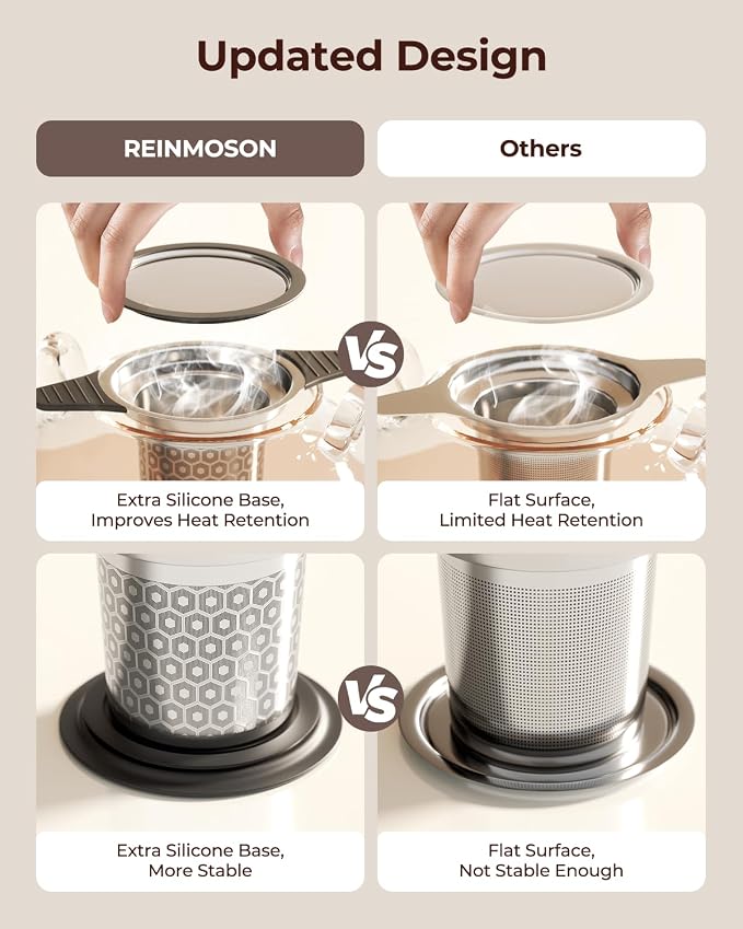 2 PCS 304 Stainless Steel Tea Infuser for Loose Leaf Tea Steeper | Extra Fine Mesh Large Tea Strainers & Filters with Food Grade Silicone, Tea Diffusers for Loose Tea, Cup, Mug, Teapot