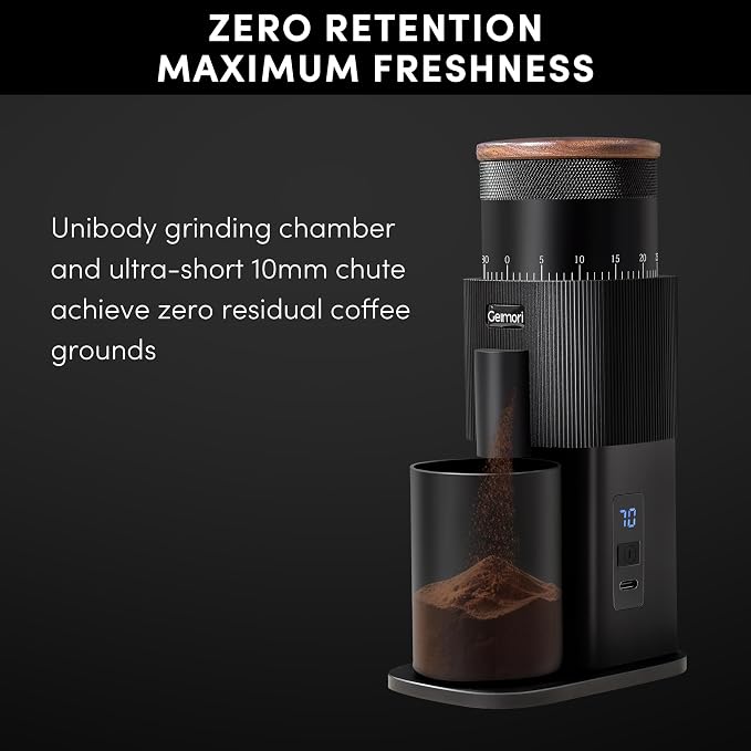 Portable Electric Burr Coffee Grinder,Wirsh Geimori T38 with 3600mAh Battery& Stepless Adjustment for Espresso,Pour Over,French Press, Single Dose, Fast USB-C Charging,Travel & Home Use,Black