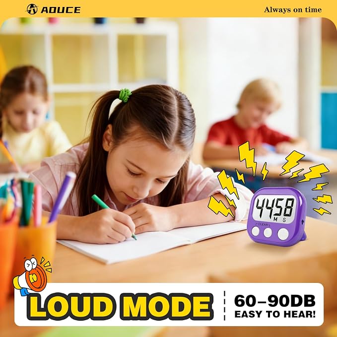 Classroom Timers for Teachers Kids Large Magnetic Digital Timer Teacher Supplies 2 Pack-Orange Purple