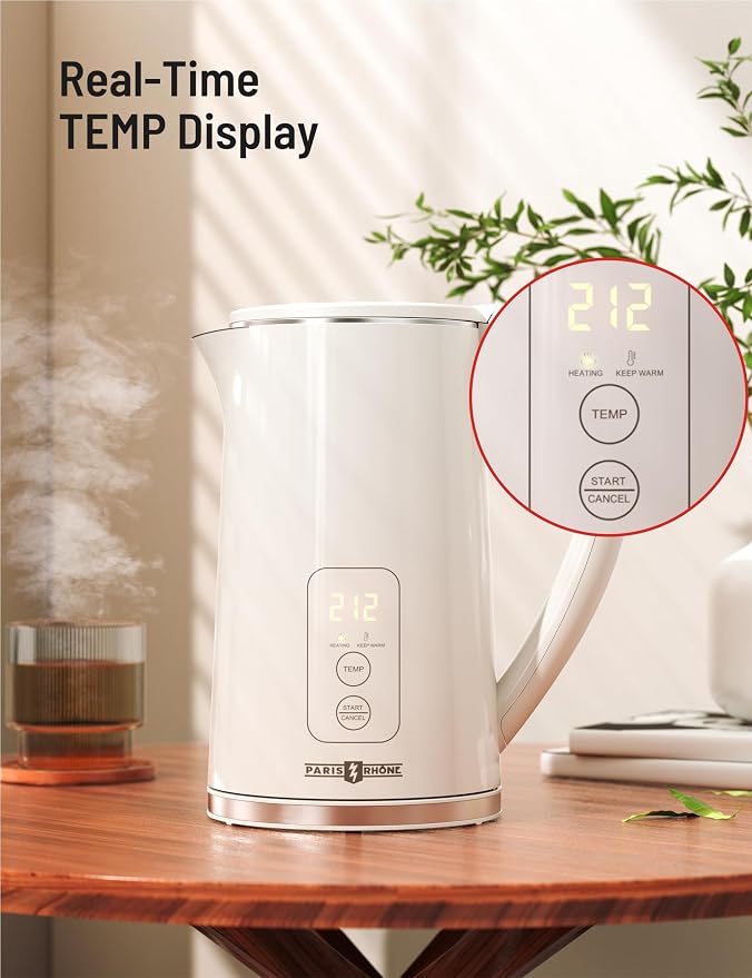 Electric Kettle Temperature Control, 1.7L Large Electric Tea Kettle, 4H Keep Warm Hot Water Boiler with 6 Presets, LED Screen Electric Kettles for Boiling Water, Boil-Dry Protection