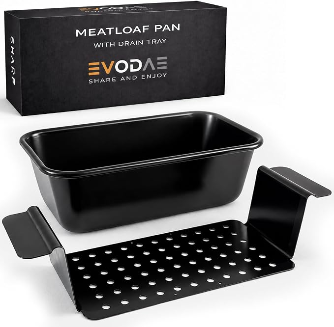 Meat Loaf Pan with Drain Tray, Nonstick Meatloaf Pan with Insert, Carbon Steel Loaf Pan for Baking Bread, Banana Bread and Meatloaf, Dishwasher Safe, PFAS Free