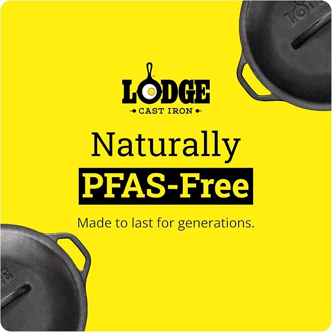 Lodge Cast Iron Dutch Oven 5 Quart - Loop Handle Cooking Vessel - Even Heat Retention - Oven-Safe, Versatile Pot