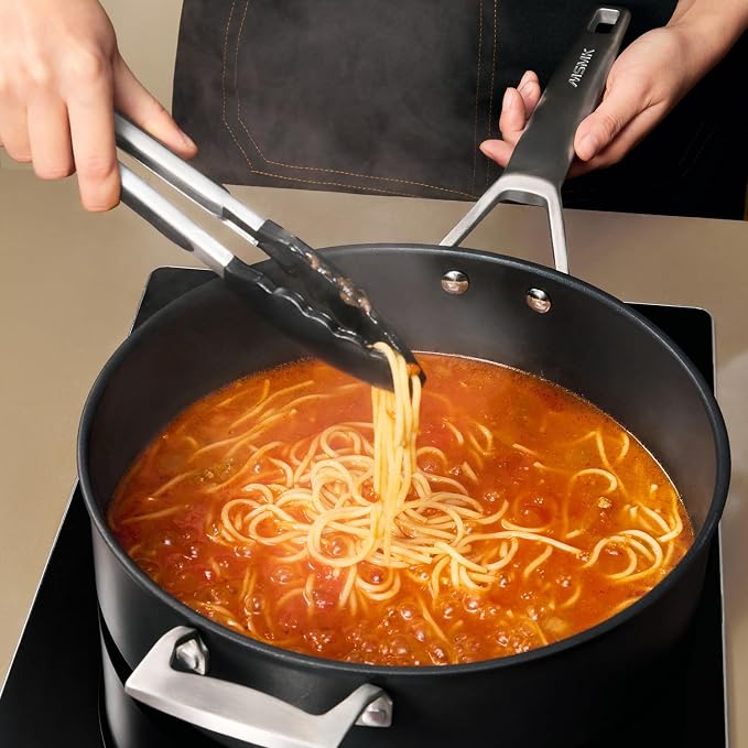 MsMk 5 QT Nonstick Saute Pan with lid, 11 inch Induction Deep Frying Pan | Non Toxic, Even Heating, Easy Clean, suitable for gas & electric & induction stove, Dishwasher & Oven Safe, Cerammic