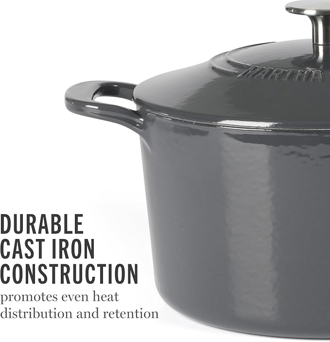 Martha Stewart Gatwick 4 Quart Enamel Cast Iron Dutch Oven - Grey