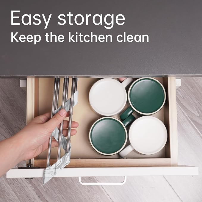 Tomorotec Marble Triangle Roll-Up Dish Drying Rack for Sink Corner - Small, Foldable, Stainless Steel, Multipurpose Kitchen Drainer Caddy, Trivet, Rustproof Organizer, Storage Shelf | BPA-Free Food-Grade Silicone Edges Foldable Waterproof Rustproof Hea...