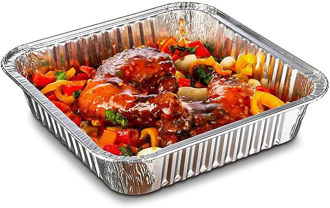 Waytiffer 25pack-8x8 Aluminum foil Pans Disposable Square baking Cake Pans | Heavy Duty 8x8 Baking Pan Disposable Foil Pans,Cooking Tins Homemade Breads Oven Pans,Foil Pan, Baking pan Roasting