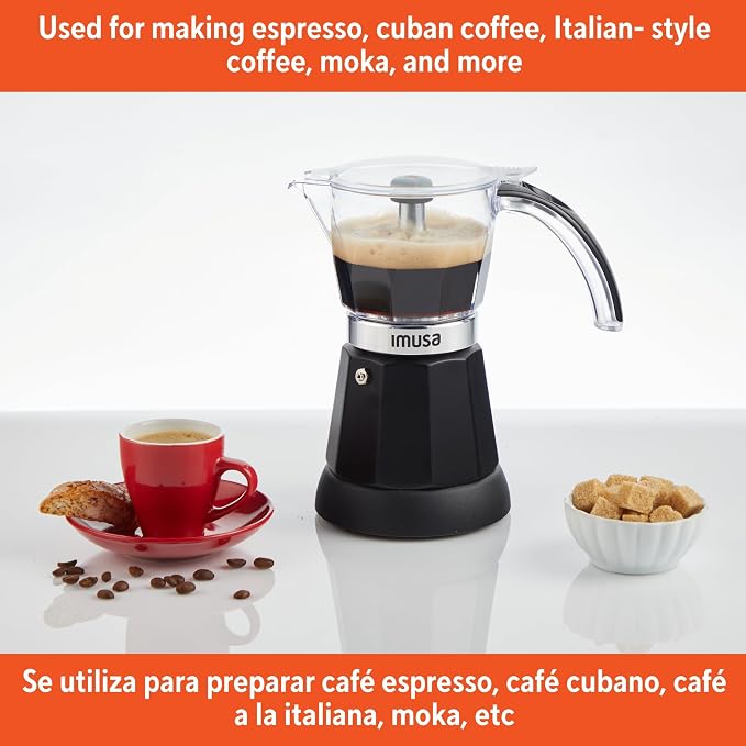 Imusa 6 or 3 Cup Electric Espresso Maker Black Coffee Machine for Cuban Coffee, Moka and Espresso Drinks (Pack of 2)