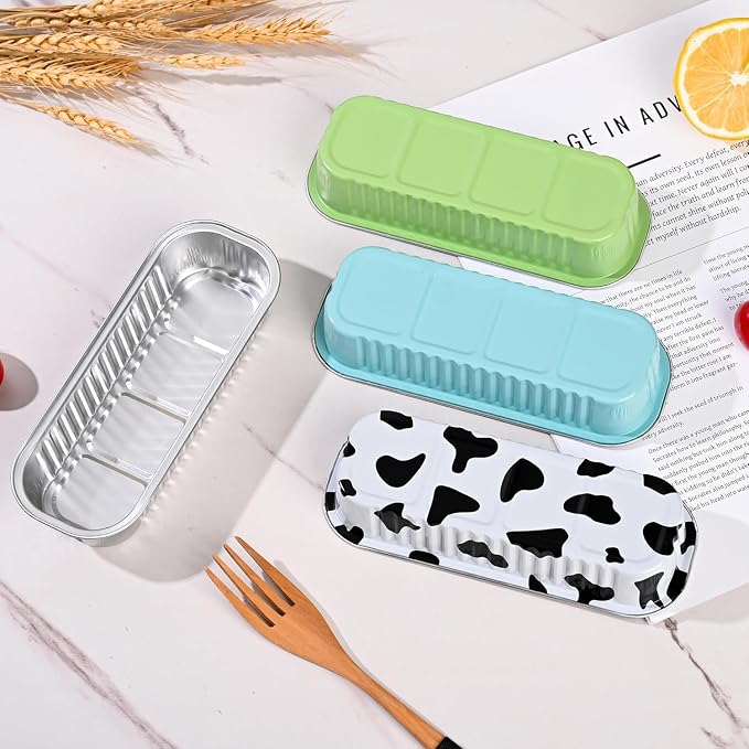 Findful Mini Loaf Baking Pans with Lids And Spoons (100 Pack, 6.8oz) Rectangle Aluminum Foil Baking Pans Tins Containers - Cupcake Containers Wrappers Cheesecake Creme Brulee Ramekins