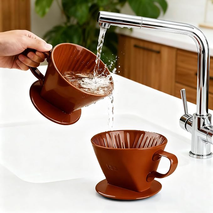 Ceramic Pour Over Coffee Dripper, V-Shaped Coffee Filter Cone | Brews rich, balanced coffee with a 3-hole design for smooth extraction and consistent flavor in every cup.