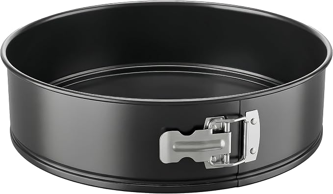 NutriChef 9 Inch Nonstick Cheesecake Springform Cake Pan | Stainless Steel Clasp & Removable Bottom | Durable Stainless Steel Cheesecake Pan | Easy to Clean | Includes 100 Parchment Papers | Black