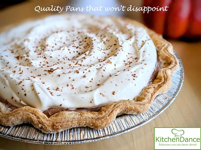 KitchenDance 10" Disposable Aluminum Foil Pie Pans - Pack of 13 | Strong & Sturdy Pie Tins for Bakers, Cooking, Kitchen, Cooks, Bakeries, Business | Oven to Table Convenience & 100% Recyclable