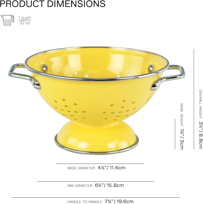 Calypso Basics by Reston Lloyd Powder Coated Enameled Colander, 1 Quart, Lemon