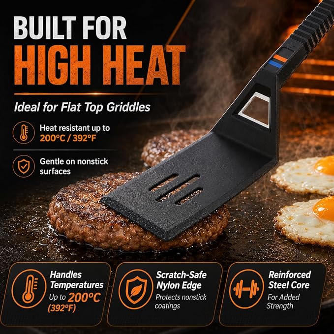 QuliMetal 25" x 16" Cast Iron Grill Griddle Kit, Pre-Seasoned Flat Top Griddle Plate with Scratch-Safe Accessories, Universal Outdoor Griddle for Gas Grill, Charcoal Grill, Camping, BBQ & Tailgating