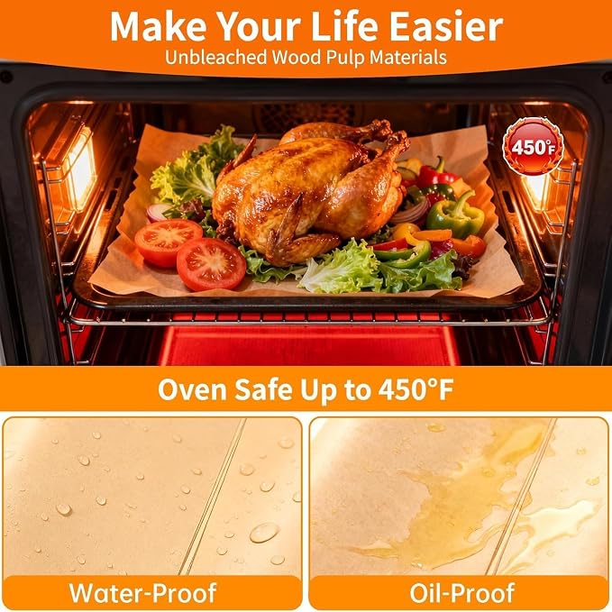 YUANYE 400PCS Parchment Paper Baking Sheets, 9"x13" Unbleached Precut Quarter Parchment Paper for Baking, Non-Stick Baking Paper for Grillin, Steaming Bread Cookies, Cakes, Oven, Air Fryer, Microwave