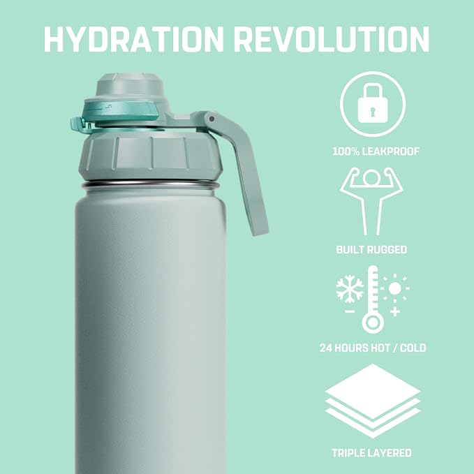 Vesmoon Vessence 24 Oz Stainless Steel Tea Infuser Bottle for Loose Leaf Tea, Water, Herbs, Fruits - Triple Layered Insulated, Leak Proof Bottle with Lid and Clip Handle - 24 Hours Hot/Cold