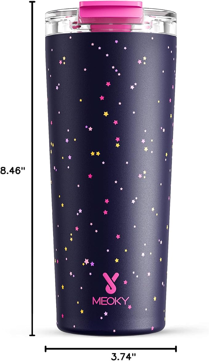 Meoky 24 oz Insulated Travel Coffee Mug: Leak Proof Lid, Plum Stardust | Stainless Steel Coffee Tumbler, Keeps Hot for 8 Hours or Cold for 24 Hours, Fits in Car Cup Holder, BPA Free