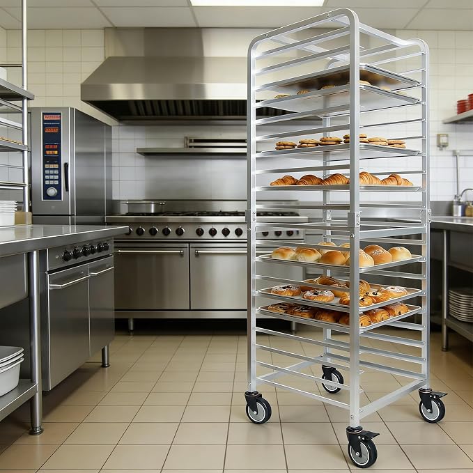 lopeztek Commercial 20-Tier Half & Full Sheet Pan Rack with Wheels | 1/2 & Full Sheet Pan|Baking Bread Cooling Rack|Speed Bun Rack|Bakery Rolling Cart|Dough Proofing