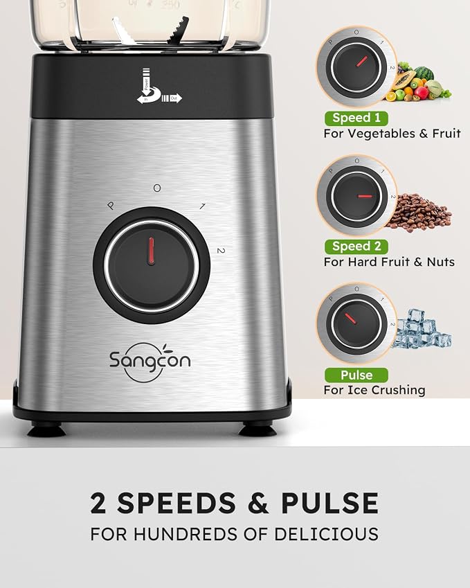 Sangcon Blenders for Kitchen - Smoothie Blender - Personal Blender for Shakes and Smoothies, Grinding & more, 40 oz Jar & 17 oz Cup with To-Go Lid