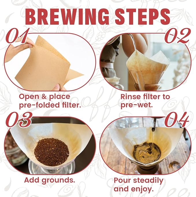 Pre-Folded Unbleached Cone Coffee Filters – Premium Thick Paper, Compatible with Pour-Over Coffee Makers (80 Filters)