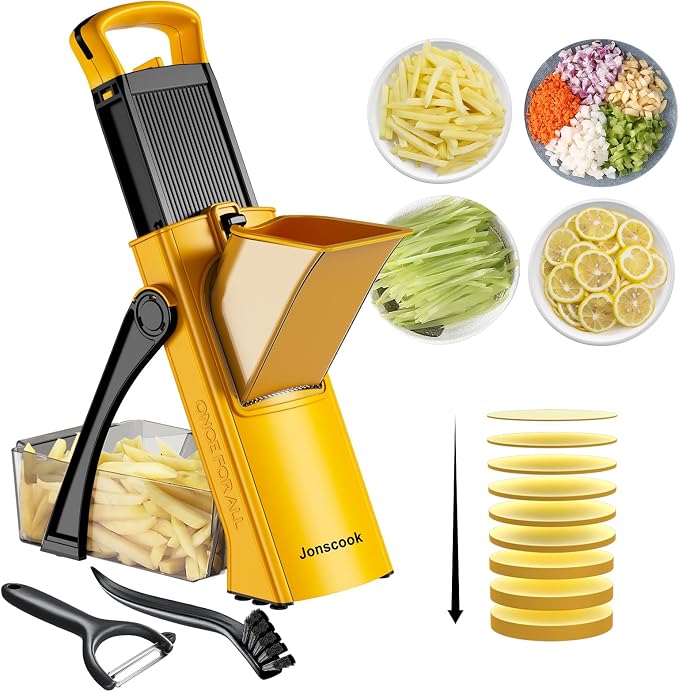 All-in-1 Safe Mandoline Slicer for Kitchen, Food Chopper with Container