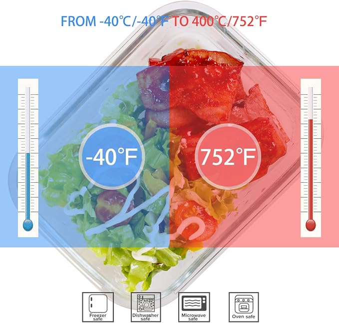 AILTEC 9 Pack Glass Food Storage Containers with Lids, 3 Shape Airtight Set | Ideal for Meal Prep, Lunch, Leak Proof, Borosilicate Glass Reusable, Microwave, Oven, Freezer Dishwasher Safe, BPA Free