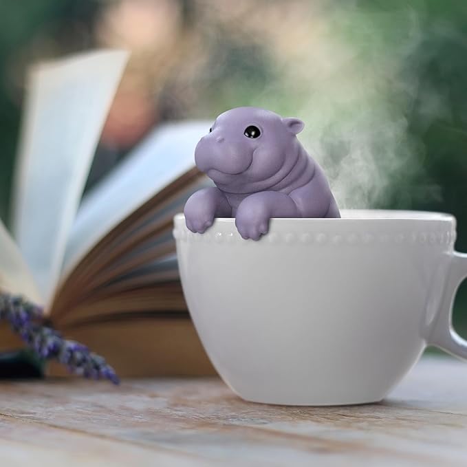 Genuine Fred SIP'OPOTAMUS Baby Hippo Tea Infuser – Moo Deng Inspired Design - Loose Leaf Tea Strainer - BPA-Free Silicone - Dishwasher Safe - Cute and Functional Gift