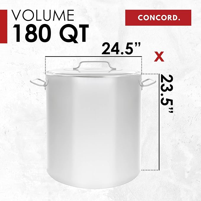 Concord 180 Quart Stainless Steel Stock Pot Cookware