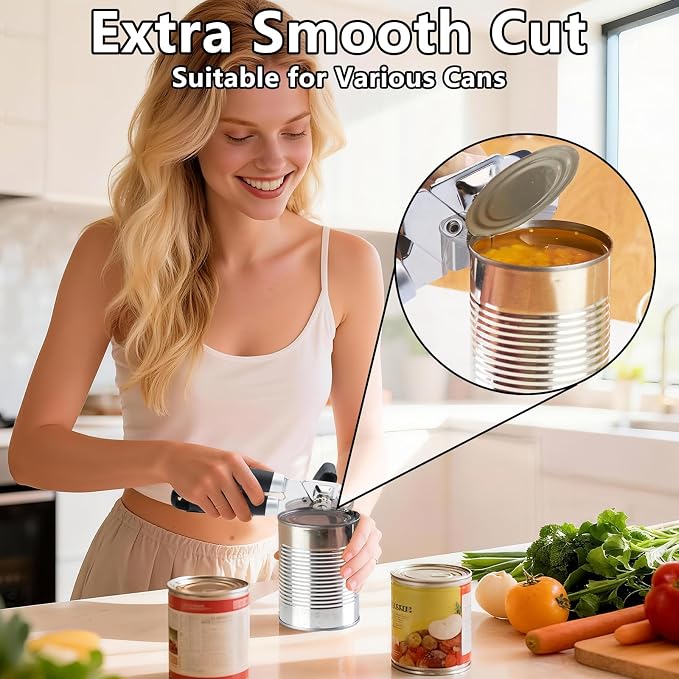 5-Piece Stainless Steel Can Opener Set, Manual Can Openers | Smooth Edge, Easy-To-Use, Ergonomic Grip, Heavy Duty, Bottle Opener, Peelers, Kitchen Scissors, Dishwasher Safe, For Seniors