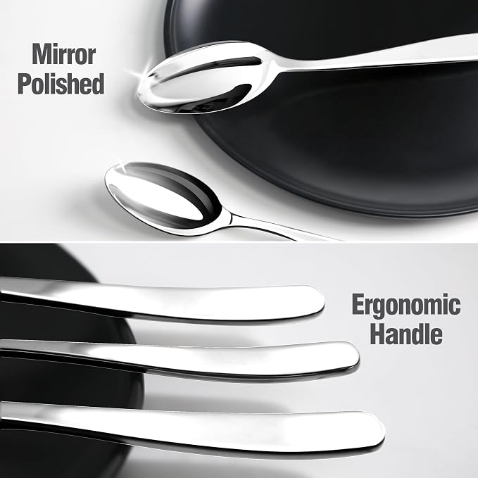 18/10 Silverware Set for 6, 30 Piece Stainless Steel Flatware Cutlery Set | Mirror Polished knives Forks and Spoons Utensils Heavy Silverware Sets,Dishwasher Safe for Dinner Home Kitchen,Wedding Party