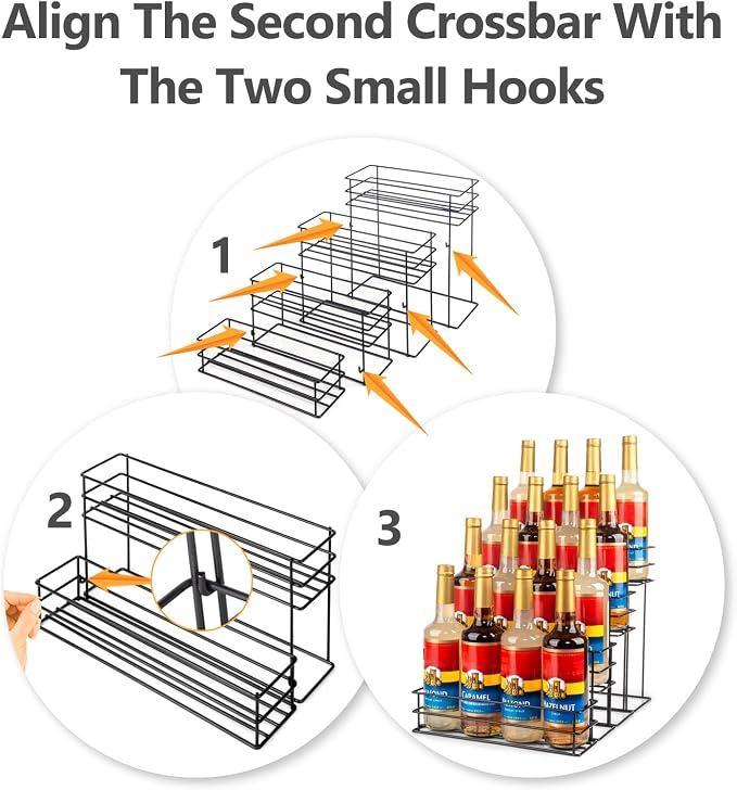 kimilus 16 Bottle Capacity Coffee Syrup Organizer 4 Tier Coffee Syrup Stand Shelf for Coffee Bar Accessories for Coffee Bar Kitchen Small Wine Rack for Bar Family Storage for Syrup Wine Dressing