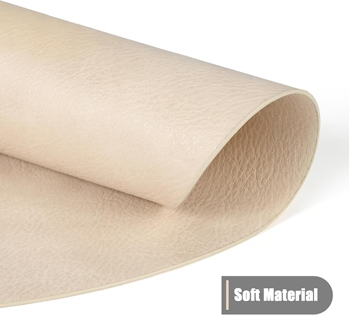 UnivoColors Placemats Round Faux Leather Placemats Set of 8-Waterproof-Wipe Clean-Heat Resistant-Anti Slip Dining Table Place Mats,Suitable for Indoor & Outdoor Use,15".Retro Beige