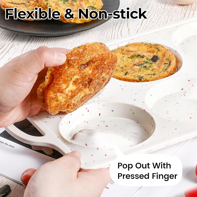 CAKETIME Muffin Top Pan Non Stick,4 Inch Metal Frame Round Egg Baking Pan for Oven English Muffins, Whoopie Pies, Corn Bread, Egg Bites, Breakfast Sandwiches Tarts Confetti