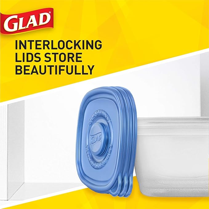 Glad GladWare Mini Round Food Storage Containers, 4 Oz, 8 Count, 12-Pack | BPA-free, lock-tight seal for snacks, portion control, and on-the-go; reusable and stackable