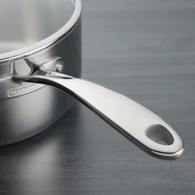 Tramontina Boston Tri-Ply Clad Stainless Steel 2-Quart Sauce Pan with Lid | Induction-Ready Saucepan, Dishwasher-Safe, NSF-Certified