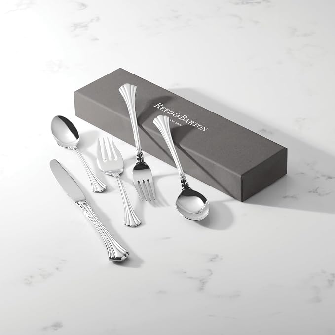 Reed & Barton 1800 5-Piece 18/10 Silverware Set for 1, Flatware | silver, dishwasher safe | includes knives, forks, and spoons | heavy duty, cutlery set for kitchen and dining, utensil set