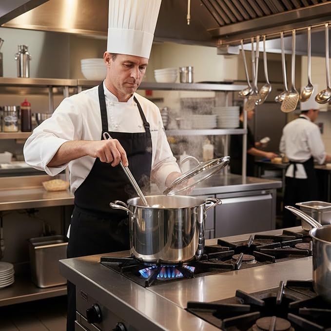 KEAWELL K3 Premium Tri-Ply Fully Clad Stockpot with Lid (8-Qt) | 8-Qt Tri-Ply Fully Clad Stainless Steel Soup Pot; Compatible with All Stovetops; Oven Safe to 600°F