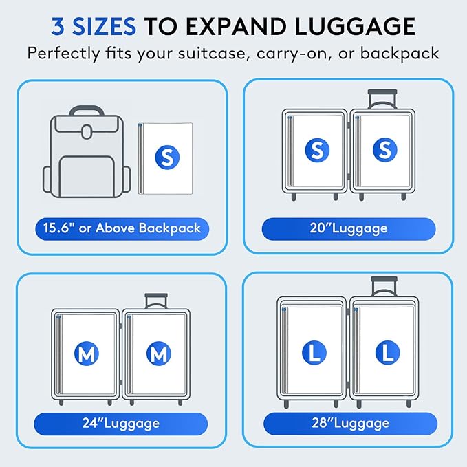 24 Packs Vacuum Bags for Travel with Rechargeable Pump, 3 Sizes Vacuum Seal Bags for Clothing, Compression Vacuum Travel Bags for Luggage, Vacuum Packing Bags for Closet Organization