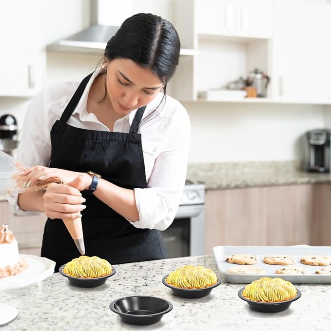 10 Pieces Mini Pie Pans, 5 Inch Individual Small Round Cake Pan, Reusable Nonstick Carbon Steel Pie Tins for Oven and Instant Pot Baking Chicken Pot Pies, Quiches, Fruit Pies