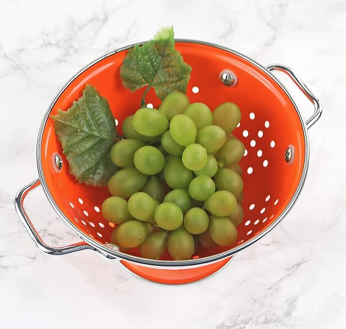 Calypso Basics by Reston Lloyd Powder Coated Enameled Colander, 1 Quart, Orange,18500