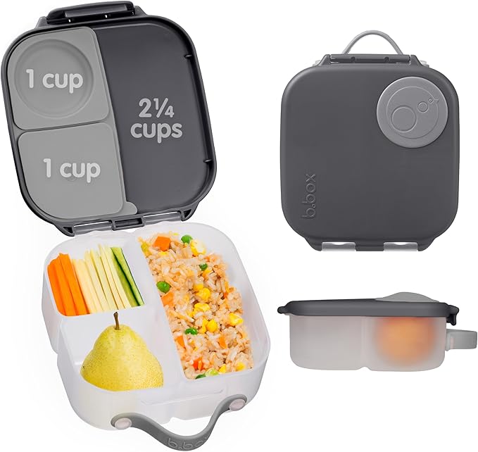 b.box Mini Lunch Box, Snack Containers for Kids, Lunch Box Kids, 4.25 Cup | Bento Box for Kids, Sanck Box, Lunch Containers, Leak Proof, Dishwasher Safe, BPA Free, PFAS Free, Ages 3+ — Graphite