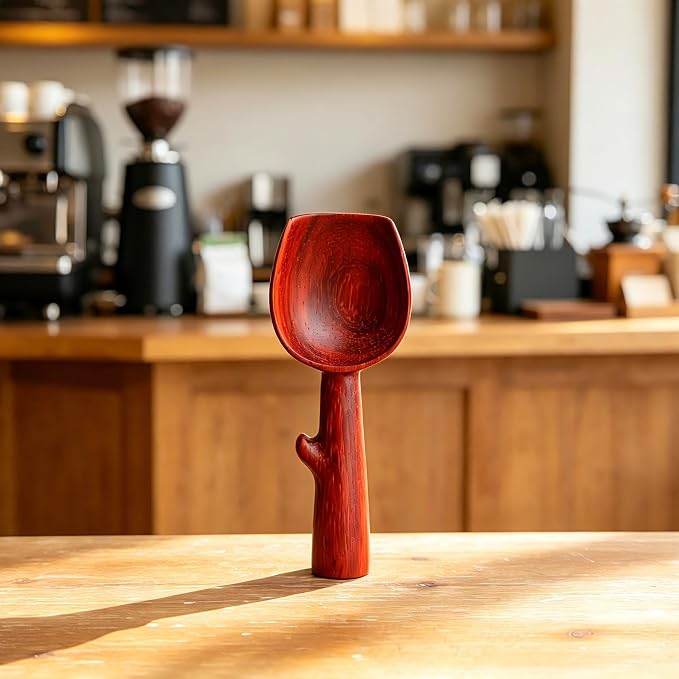 Padauk Coffee Scoop,Wooden Coffee Bean Measuring Spoon,10g Capacity,Natural Wood Coffee Scoop for Tea,Sugar & Powder,Rustic Kitchen Gift for Coffee Lovers