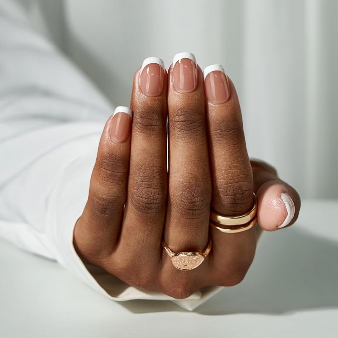 BTArtboxnails XCOATTIPS White French Tip Press On Nails, XS Squoval, Brown | Lamp-Curable, 4-Week Wear, Natural Nail Look, Salon Quality Value at Home, Easy-to-Apply for Beginners, 160ct Nail Tips Only