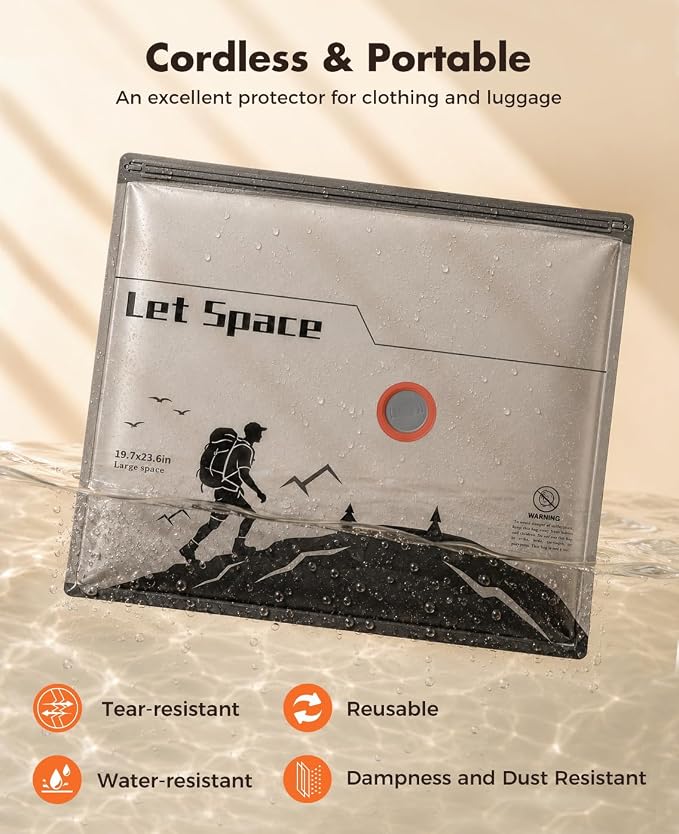 Vacuum Storage Bags with Electric Pump,Supports -60kPa Vacuum Seal Bags for Clothing Included, Travel Bags with Portable Cordless Pump, Compatible with Bags 10 Combo Set