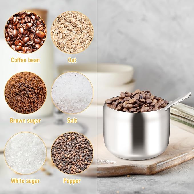 holoith 2 Pack Coffee and Sugar Dispenser with Tray 10 oz Sugar Bowl | with Glass Lid and Spoon for Coffee Bar Accessories Kitchen Storage for Salt,Coffees Bean,Brown Sugar Cubes (Silver)